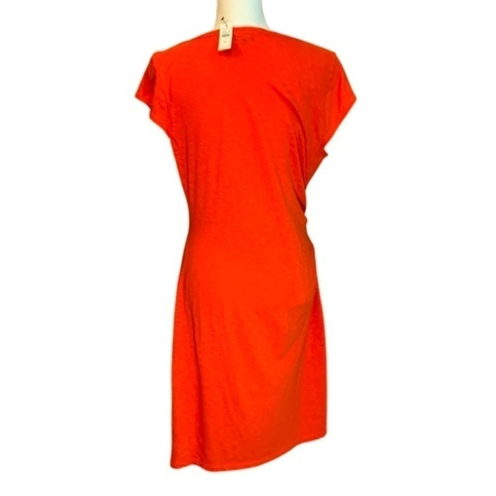 Talbots Orange Cotton Slub Side Tie Knot Sheath Dress PL Minimalist Coastal - Picture 3 of 8